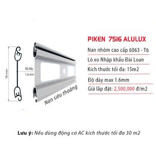 Cửa lá nhôm kéo tay Piken 7516 Alulux